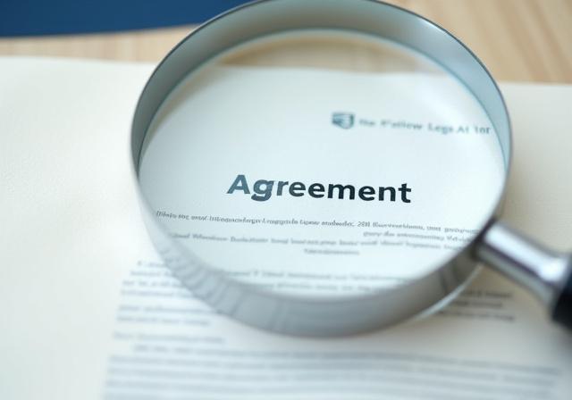 Close up of a legal document with a magnifying glass