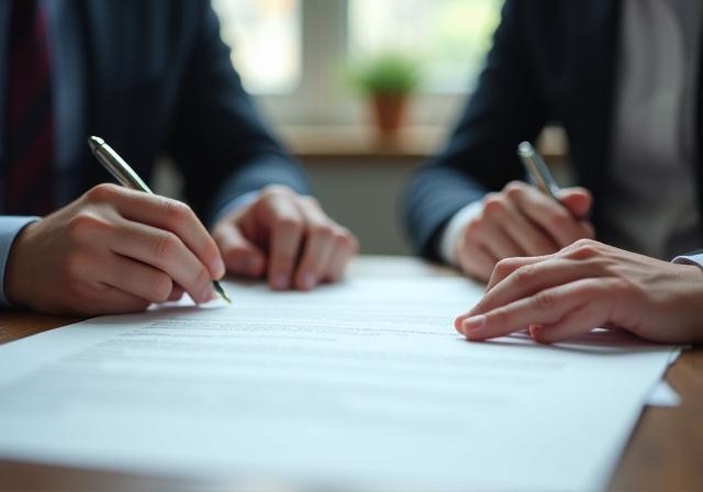 Legal professionals reviewing meticulous contracts in a London office